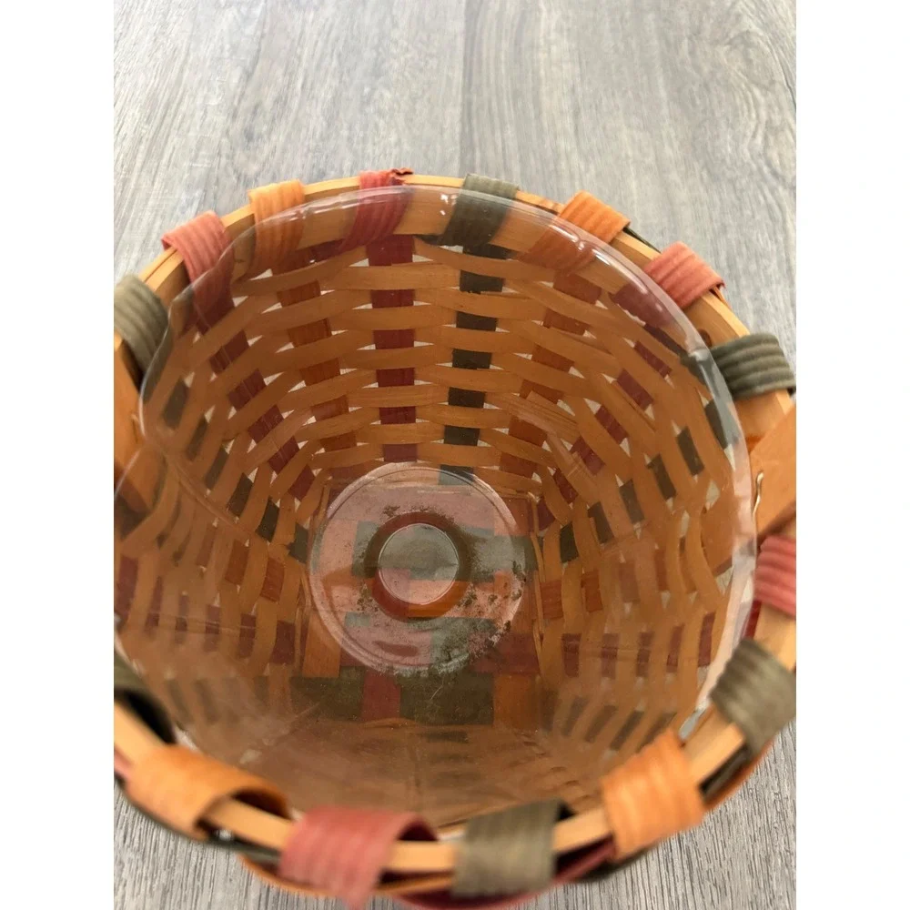 Vintage-Style Fall Woven Basket with Handle & Leaf Accents